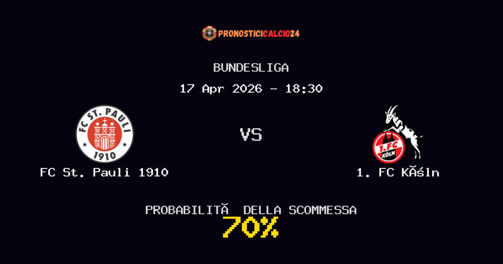 FC St. Pauli 1910 vs 1. FC Köln Pronostici - Bundesliga - IL CONSIGLIO