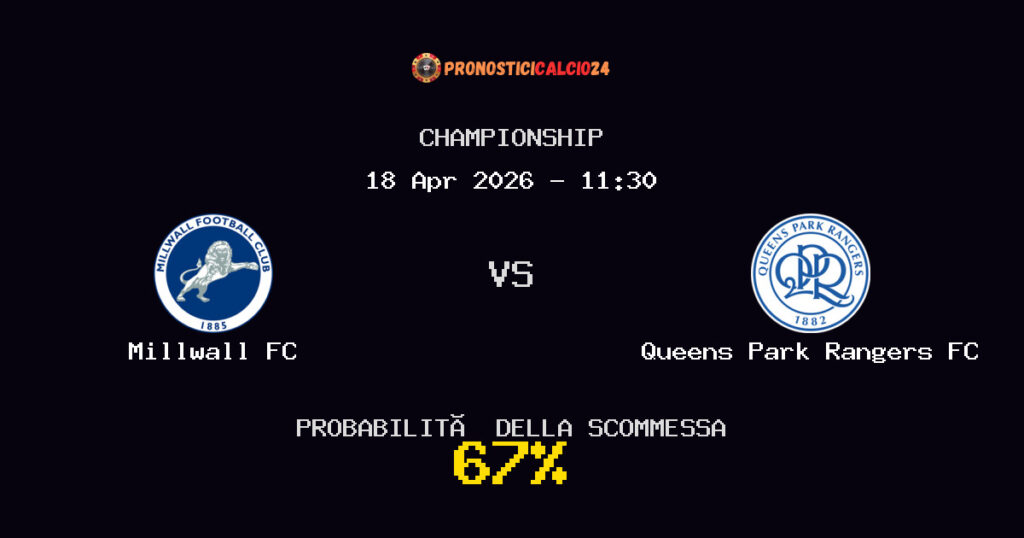Millwall FC vs Queens Park Rangers FC Pronostici - Championship - IL CONSIGLIO