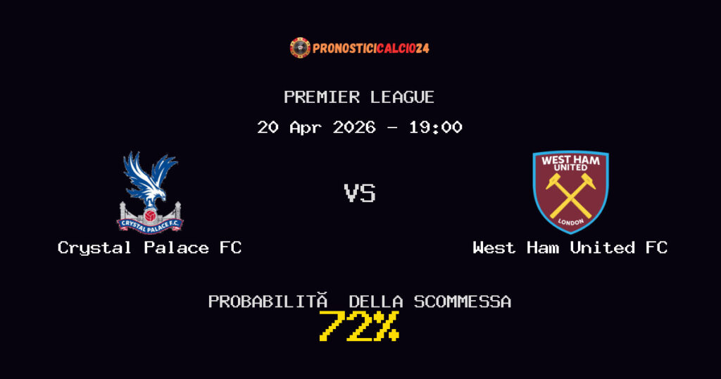Crystal Palace FC vs West Ham United FC Pronostici - Premier League - IL CONSIGLIO