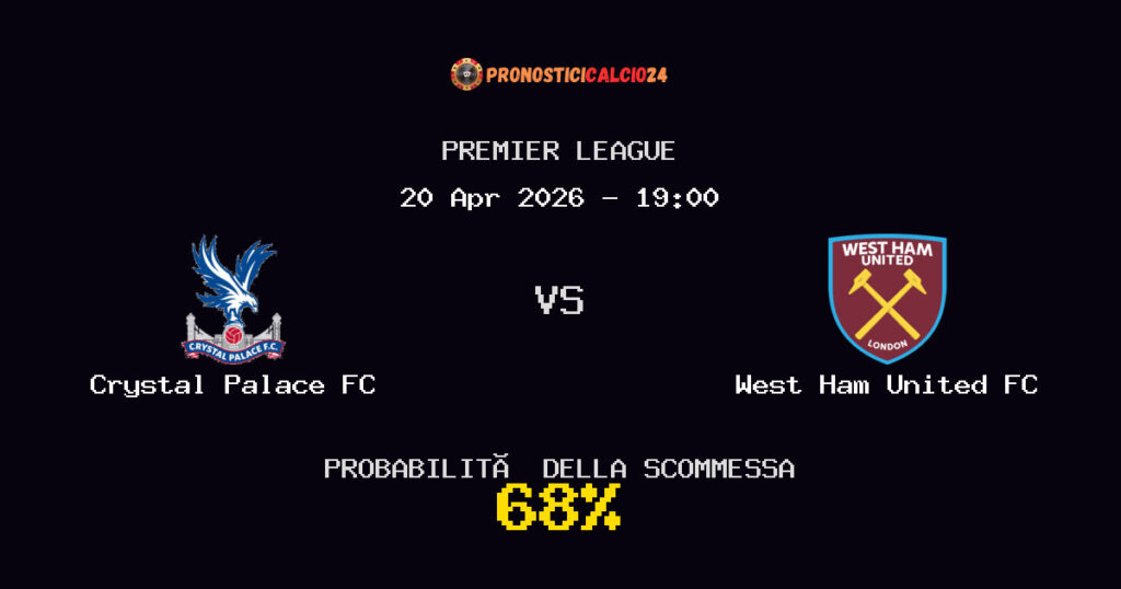 Crystal Palace FC vs West Ham United FC Pronostici - Premier League - IL CONSIGLIO