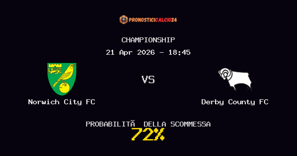 Norwich City FC vs Derby County FC Pronostici - Championship - IL CONSIGLIO
