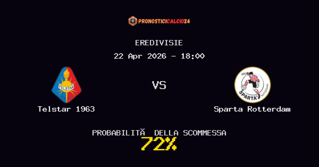 Telstar 1963 vs Sparta Rotterdam Pronostici - Eredivisie - IL CONSIGLIO