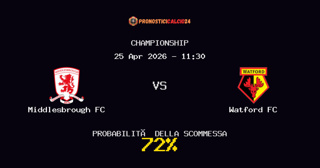 Middlesbrough FC vs Watford FC Pronostici - Championship - IL CONSIGLIO