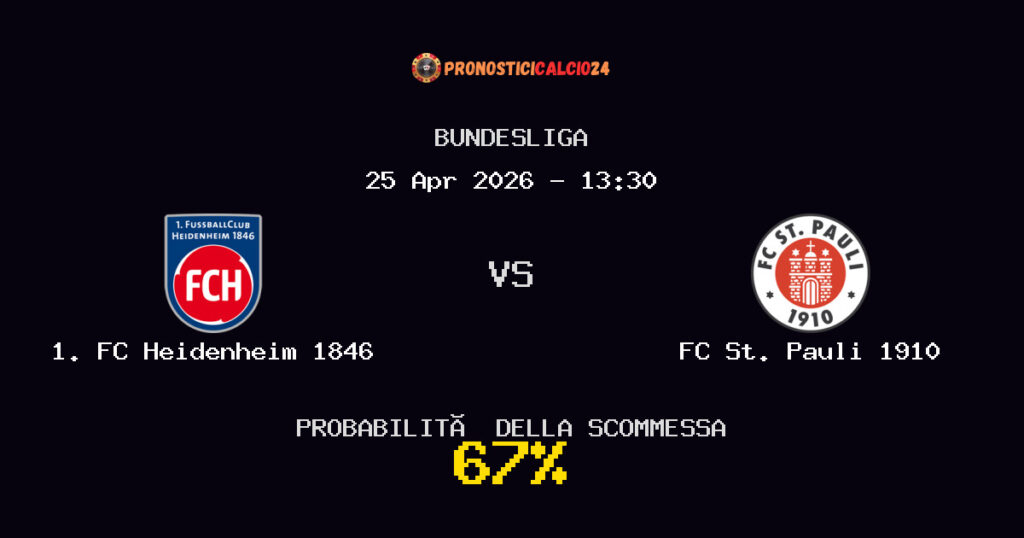1. FC Heidenheim 1846 vs FC St. Pauli 1910 Pronostici - Bundesliga - IL CONSIGLIO