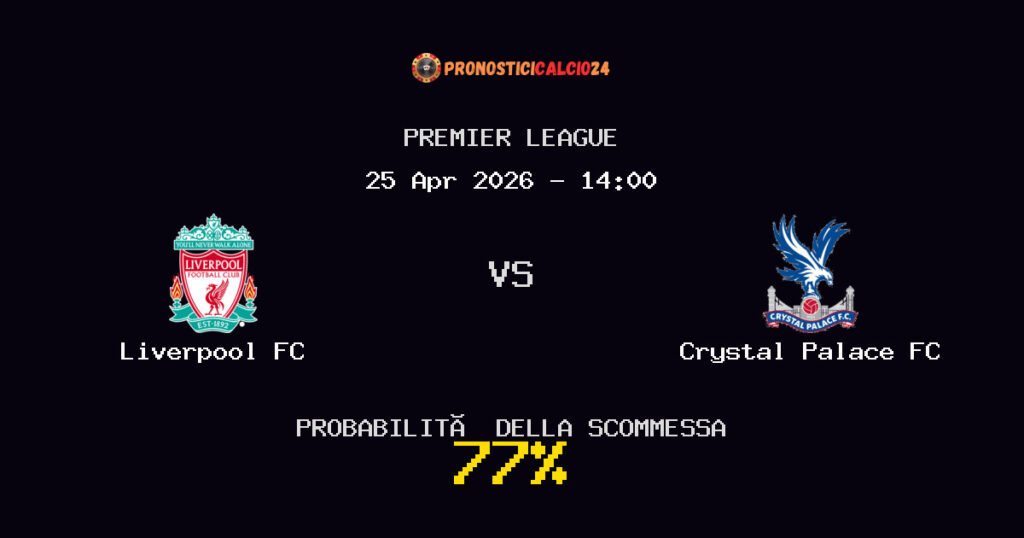 Liverpool FC vs Crystal Palace FC Pronostici - Premier League - IL CONSIGLIO