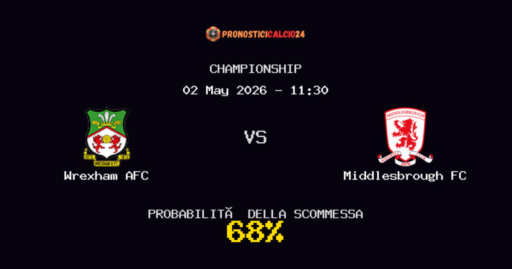 Wrexham AFC vs Middlesbrough FC Pronostici - Championship - IL CONSIGLIO