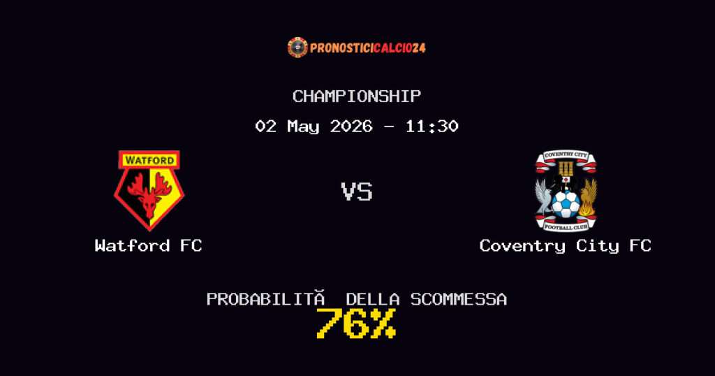 Watford FC vs Coventry City FC Pronostici - Championship - IL CONSIGLIO