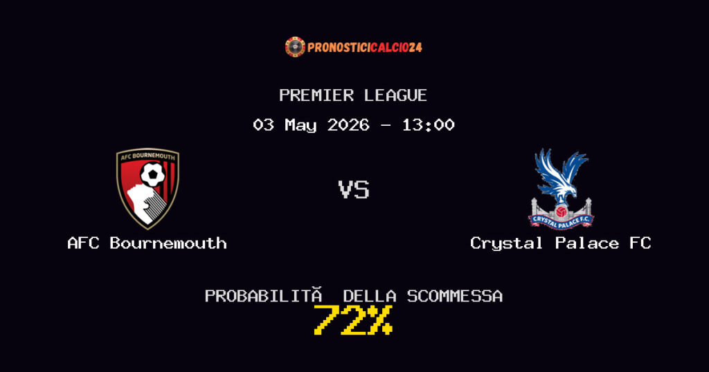 AFC Bournemouth vs Crystal Palace FC Pronostici - Premier League - IL CONSIGLIO