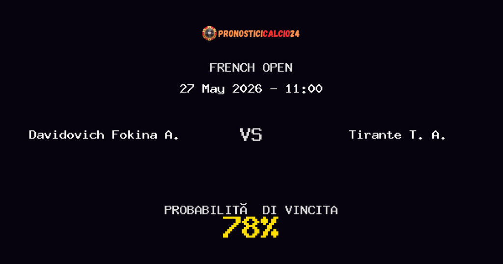 Davidovich Fokina A. vs Tirante T. A. Pronostico Partita – French Open – Consigli Scommesse