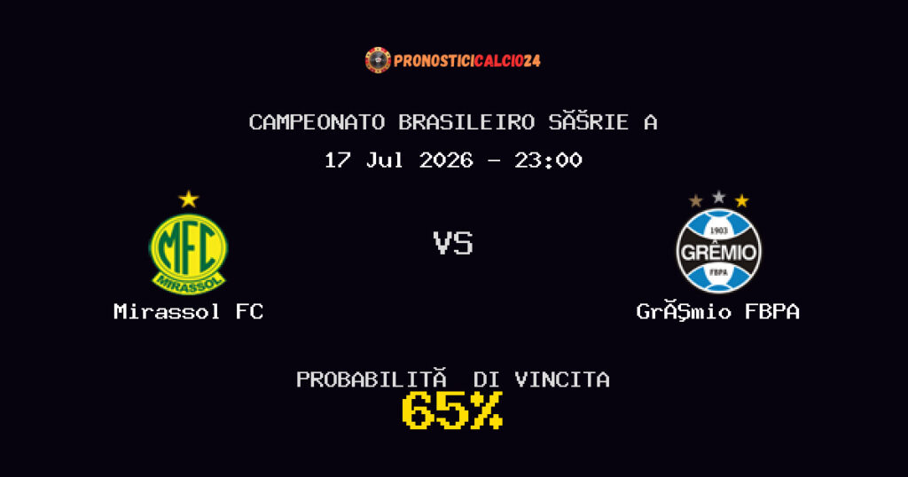 Mirassol FC vs Grêmio FBPA Pronostico Partita – Campeonato Brasileiro Série A – Consigli Scommesse