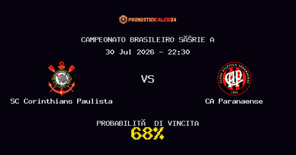 SC Corinthians Paulista vs CA Paranaense Pronostico Partita – Campeonato Brasileiro Série A – Consigli Scommesse