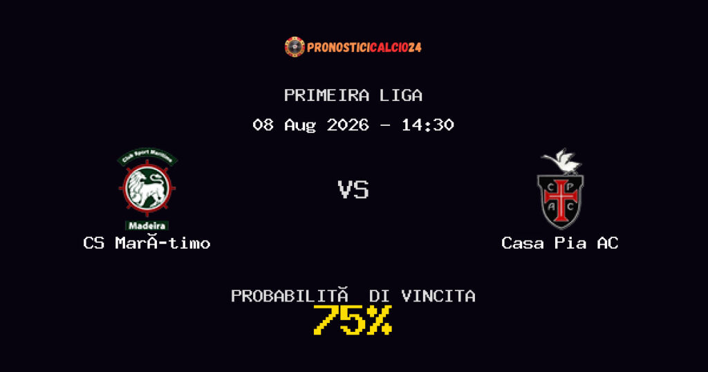 CS Marítimo vs Casa Pia AC Pronostico Partita – Primeira Liga – Consigli Scommesse