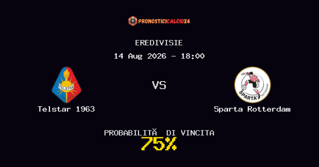 Telstar 1963 vs Sparta Rotterdam Pronostico Partita – Eredivisie – Consigli Scommesse